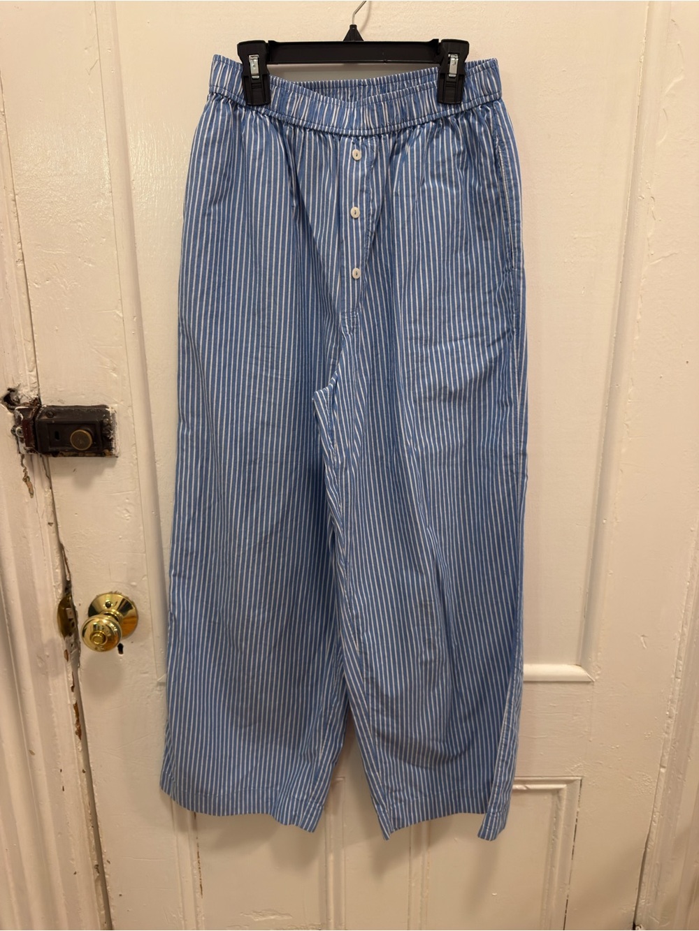 Anthropologie Blue & White Striped Straight-Leg Pants